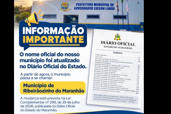 Ribeirãozinho do Maranhão: município inicia nova fase com mudança oficial de nome